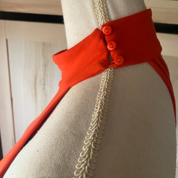 Bebe Bright Red Halter Cocktail Midi Dress Criss Cross Back S Bodycon Sexy - Picture 4 of 8